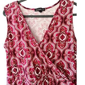 Derek Heart Women’s Sleeveless Summer Wrap Dress Short Floral Pinks And White